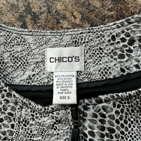 Chicos Womens Jacket Boho Grunge Goth Rock Punk Snake Crinkle Zip Size 0 Small 4 - Picture 2 of 3